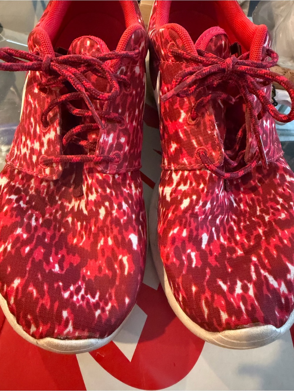 Nike Women’s Red and White Patterned Sneakers